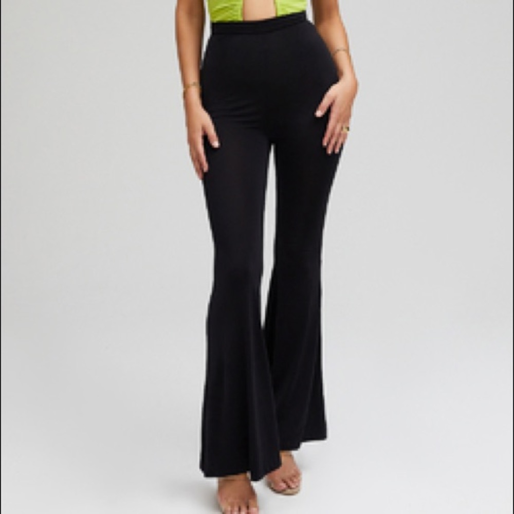 Black silky jersey trousers